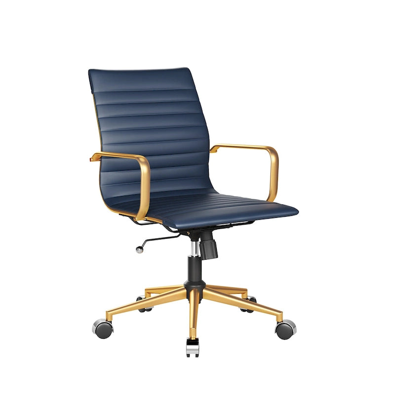 Fauteuil de bureau pivotant en similicuir côtelé multicolore avec accoudoirs chromés - 1 personne