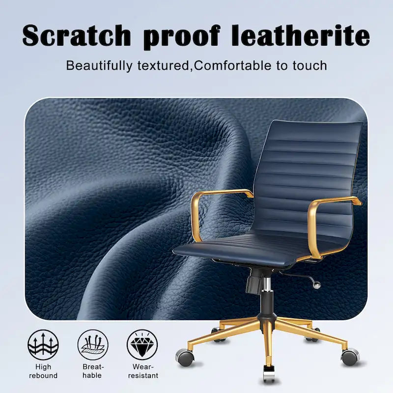 Fauteuil de bureau pivotant en similicuir côtelé multicolore avec accoudoirs chromés - 1 personne