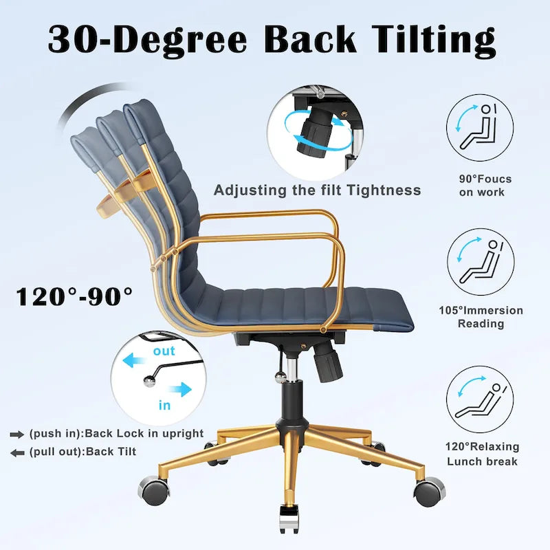 Fauteuil de bureau pivotant en similicuir côtelé multicolore avec accoudoirs chromés - 1 personne