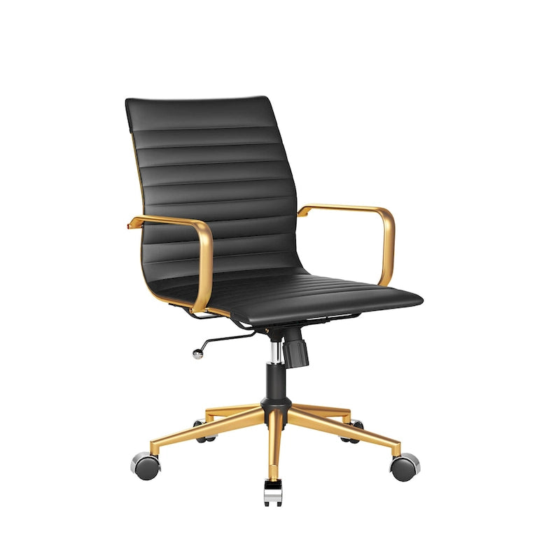 Fauteuil de bureau pivotant en similicuir côtelé multicolore avec accoudoirs chromés - 1 personne