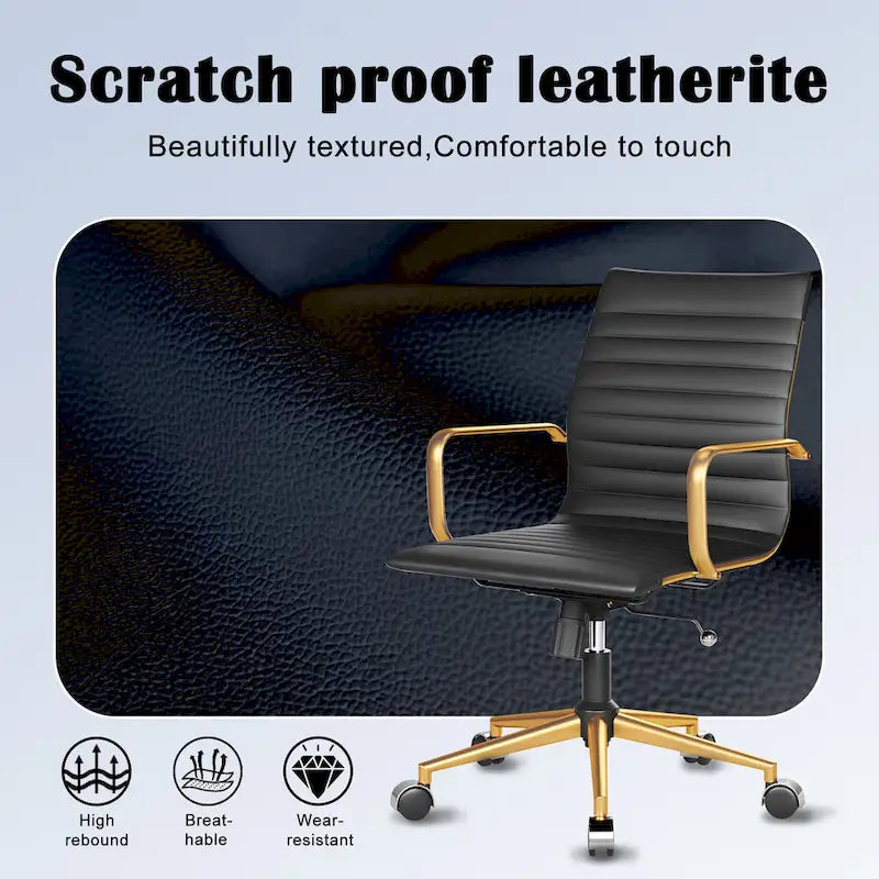 Fauteuil de bureau pivotant en similicuir côtelé multicolore avec accoudoirs chromés - 1 personne