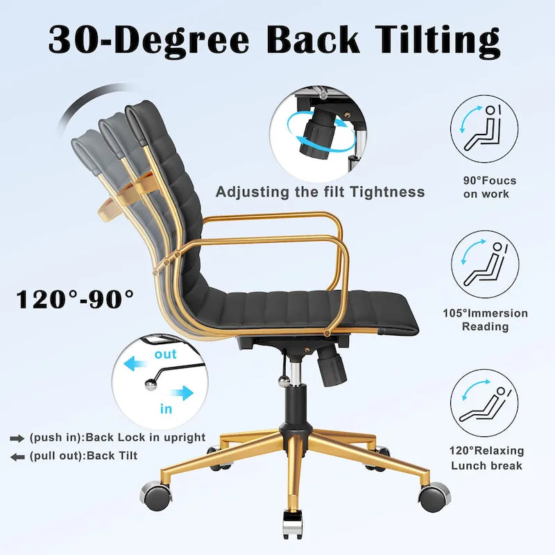 Fauteuil de bureau pivotant en similicuir côtelé multicolore avec accoudoirs chromés - 1 personne