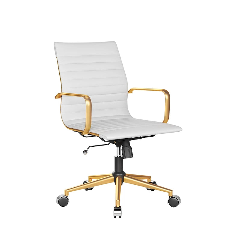Fauteuil de bureau pivotant en similicuir côtelé multicolore avec accoudoirs chromés - 1 personne