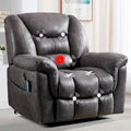 Fauteuil inclinable électrique releveur en tissu gris/marron avec massage et chaleur - 1 place