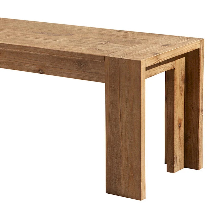 Banc de salle à manger en bois d'acacia massif brun avec pieds en équerre - 2-3 places