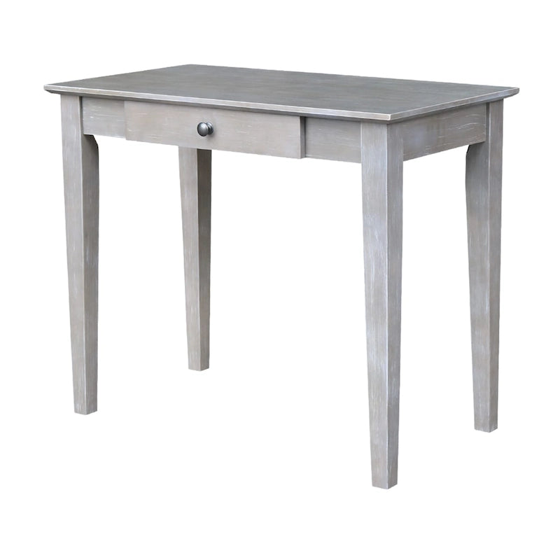 Bureau avec surface en billot de boucher et tiroir, espresso/gris taupe délavé, style contemporain, 1 personne
