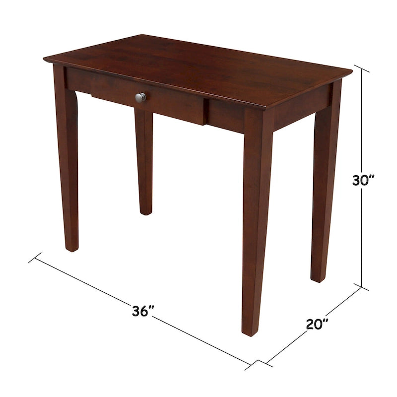 Bureau avec surface en billot de boucher et tiroir, espresso/gris taupe délavé, style contemporain, 1 personne