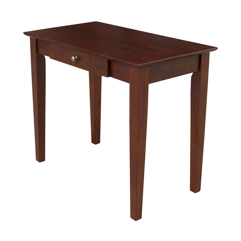 Bureau avec surface en billot de boucher et tiroir, espresso/gris taupe délavé, style contemporain, 1 personne
