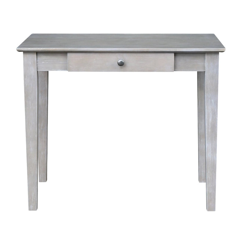 Bureau avec surface en billot de boucher et tiroir, espresso/gris taupe délavé, style contemporain, 1 personne