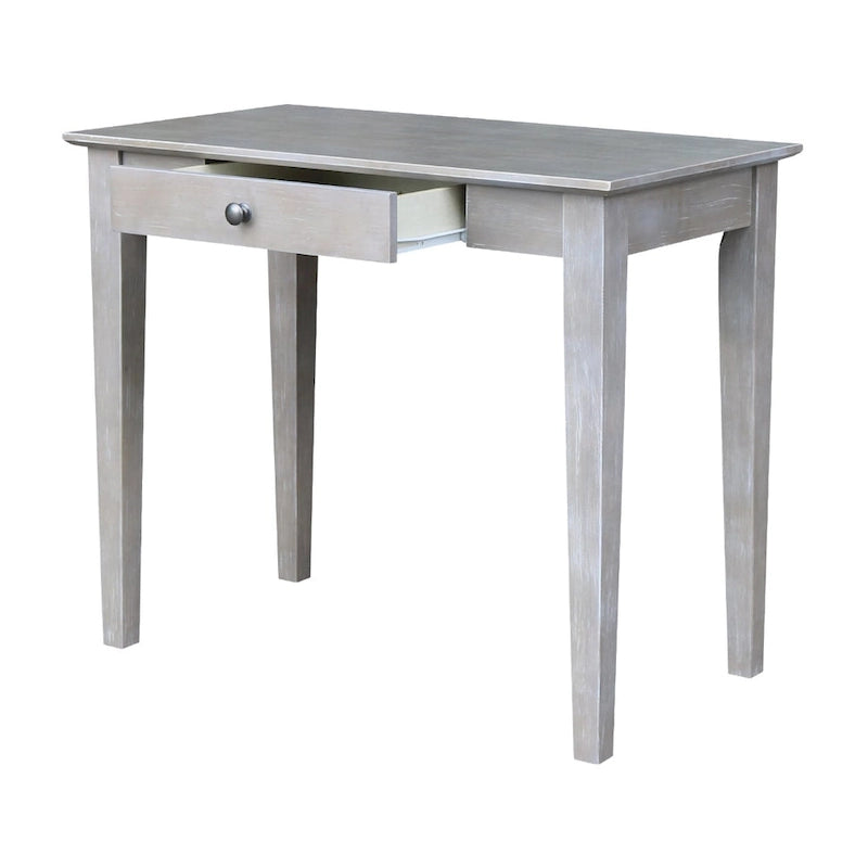 Bureau avec surface en billot de boucher et tiroir, espresso/gris taupe délavé, style contemporain, 1 personne