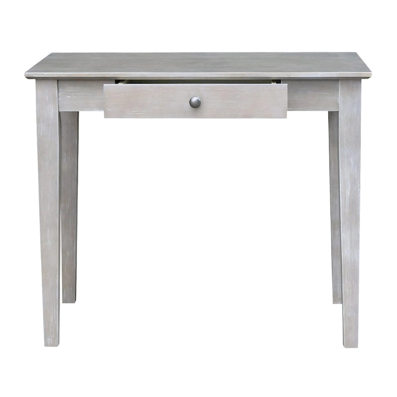 Bureau avec surface en billot de boucher et tiroir, espresso/gris taupe délavé, style contemporain, 1 personne