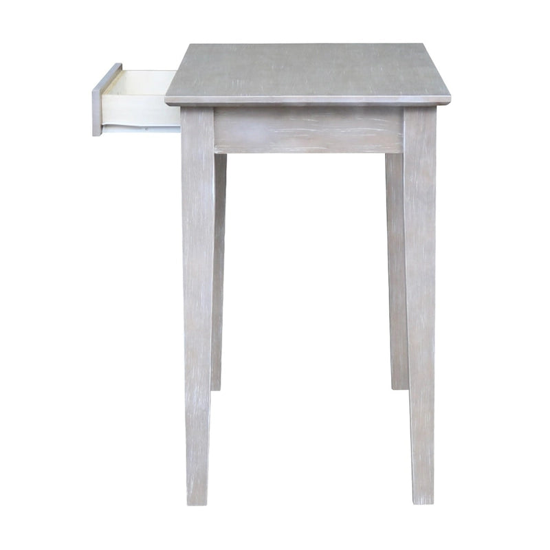 Bureau avec surface en billot de boucher et tiroir, espresso/gris taupe délavé, style contemporain, 1 personne