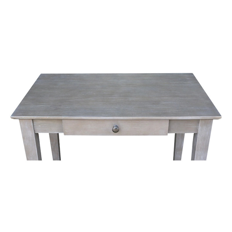 Bureau avec surface en billot de boucher et tiroir, espresso/gris taupe délavé, style contemporain, 1 personne