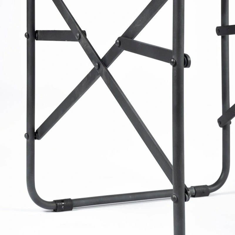 Chaise de salle à manger pliable style réalisateur en cuir véritable noir avec cadre en fer - 1 personne