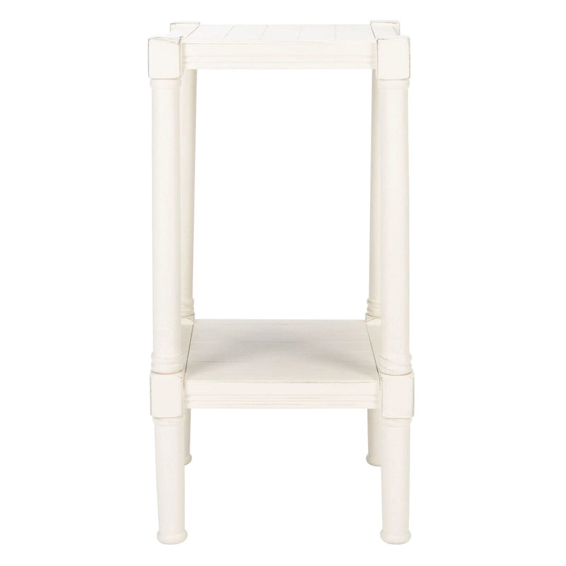 Table d'appoint carrée en pin brun/noir/blanc vieilli avec pieds tournés