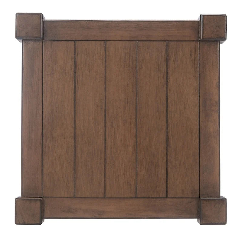 Table d'appoint carrée en pin brun/noir/blanc vieilli avec pieds tournés