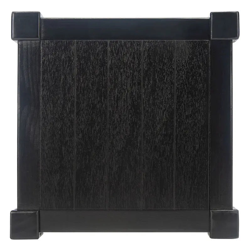 Table d'appoint carrée en pin brun/noir/blanc vieilli avec pieds tournés