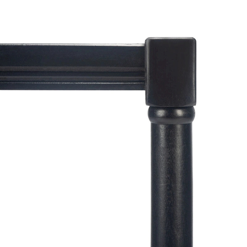 Table d'appoint carrée en pin brun/noir/blanc vieilli avec pieds tournés