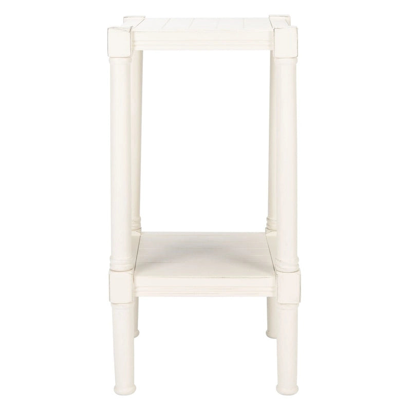 Table d'appoint carrée en pin brun/noir/blanc vieilli avec pieds tournés