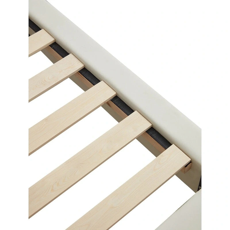 Lit plateforme rembourré avec lumière à détecteur de mouvement et dossier ergonomique, Noir/Blanc, Style moderne, 1 personne (Grand lit/Très grand lit)