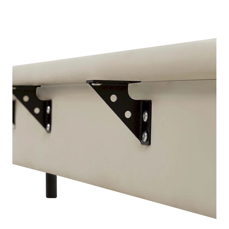 Lit plateforme rembourré avec lumière à détecteur de mouvement et dossier ergonomique, Noir/Blanc, Style moderne, 1 personne (Grand lit/Très grand lit)