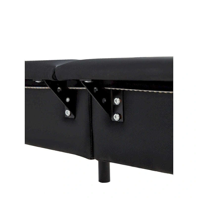 Lit plateforme rembourré avec lumière à détecteur de mouvement et dossier ergonomique, Noir/Blanc, Style moderne, 1 personne (Grand lit/Très grand lit)