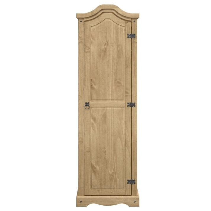 Armoire d'entrée en pin massif avec poignées métalliques, brun antique / lavis gris / lavis blanc, style rustique, 1 personne