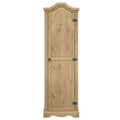Armoire d'entrée en pin massif avec poignées métalliques, brun antique / lavis gris / lavis blanc, style rustique, 1 personne