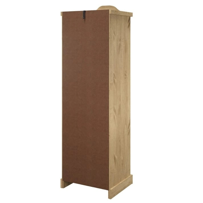 Armoire d'entrée en pin massif avec poignées métalliques, brun antique / lavis gris / lavis blanc, style rustique, 1 personne