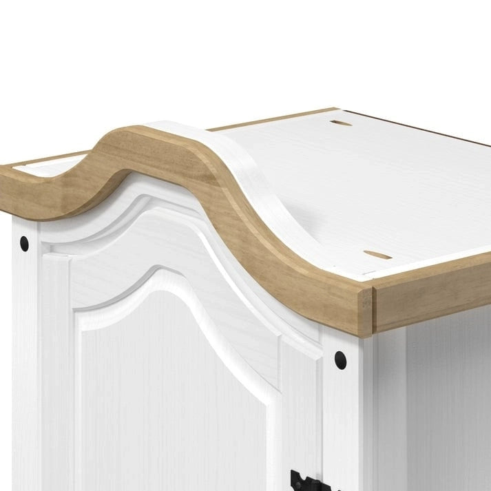 Armoire d'entrée en pin massif avec poignées métalliques, brun antique / lavis gris / lavis blanc, style rustique, 1 personne