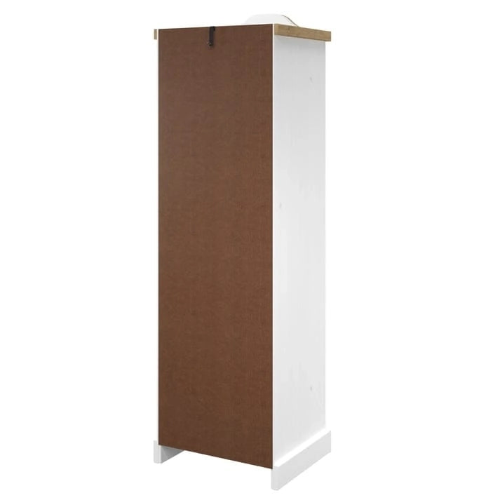 Armoire d'entrée en pin massif avec poignées métalliques, brun antique / lavis gris / lavis blanc, style rustique, 1 personne
