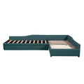 Lit de repos gigogne capitonné en lin pour 2 personnes, vert/gris, style moderne, 3 places