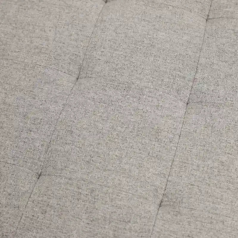 Pouf rond touffeté en coton et lin gris/beige avec structure en fer – 1 place