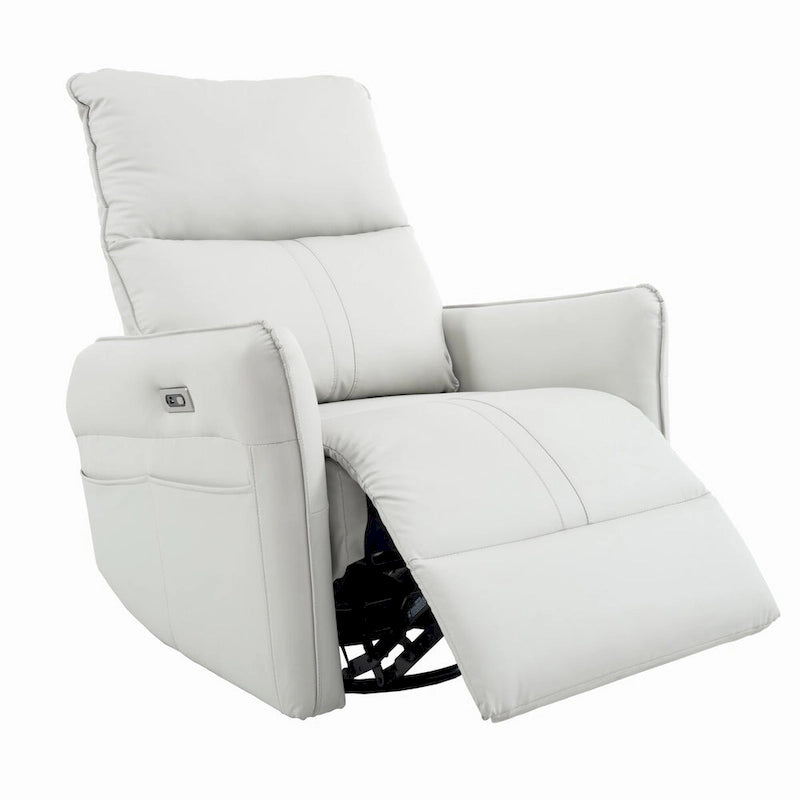 Fauteuil inclinable et pivotant électrique à 270° en similicuir marron/gris clair avec port USB - 1 place
