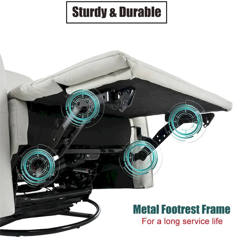 Fauteuil inclinable et pivotant électrique à 270° en similicuir marron/gris clair avec port USB - 1 place