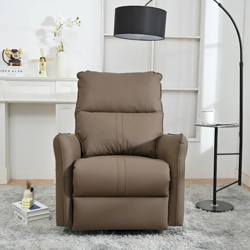 Fauteuil inclinable et pivotant électrique à 270° en similicuir marron/gris clair avec port USB - 1 place