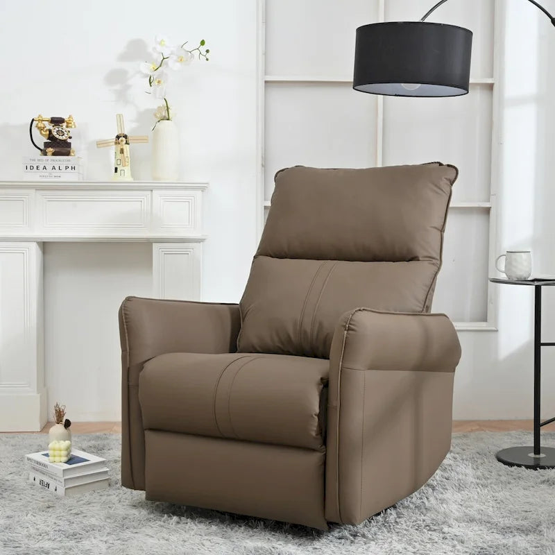 Fauteuil inclinable et pivotant électrique à 270° en similicuir marron/gris clair avec port USB - 1 place