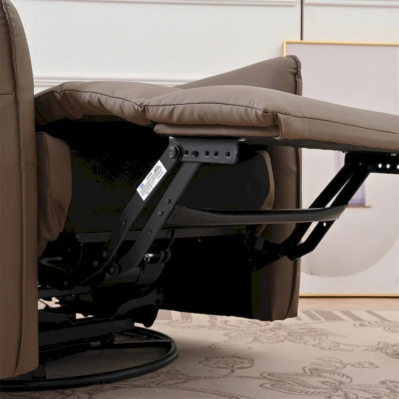 Fauteuil inclinable et pivotant électrique à 270° en similicuir marron/gris clair avec port USB - 1 place