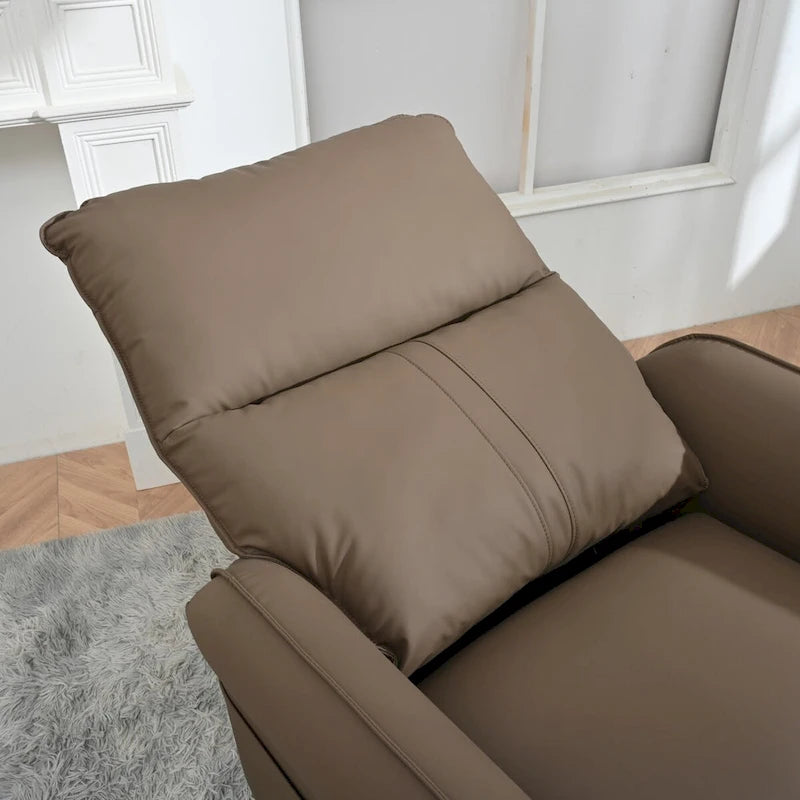 Fauteuil inclinable et pivotant électrique à 270° en similicuir marron/gris clair avec port USB - 1 place