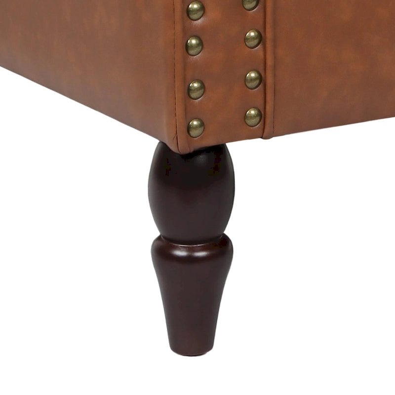 Fauteuil d'appoint en similicuir gris/noir/marron avec pieds en bois - 1 place