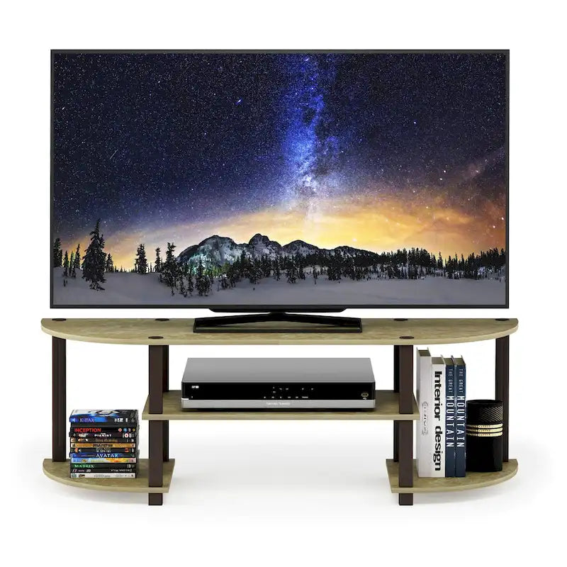 Meuble TV multimédia multicolore de 119 cm avec étagères de présentation – Convient aux téléviseurs de 32 à 42 po