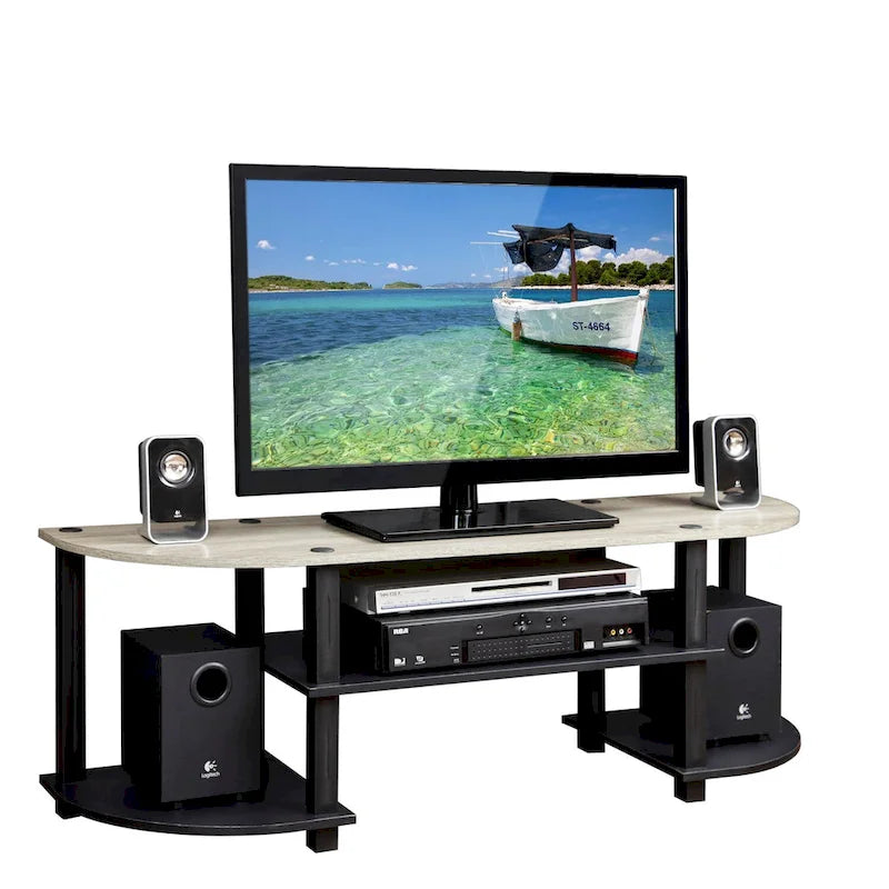 Meuble TV multimédia multicolore de 119 cm avec étagères de présentation – Convient aux téléviseurs de 32 à 42 po