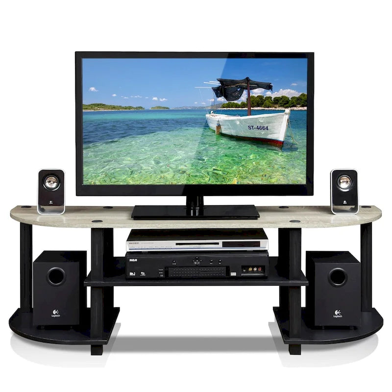 Meuble TV multimédia multicolore de 119 cm avec étagères de présentation – Convient aux téléviseurs de 32 à 42 po