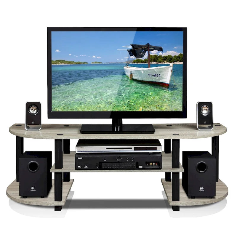 Meuble TV multimédia multicolore de 119 cm avec étagères de présentation – Convient aux téléviseurs de 32 à 42 po