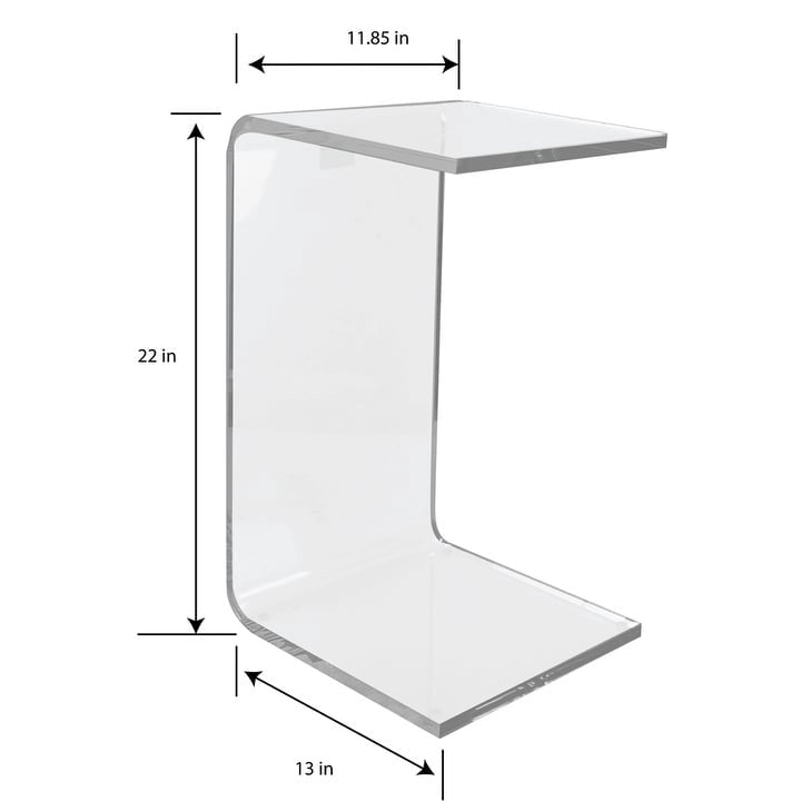 Table d'appoint/Support pour ordinateur portable en acrylique transparent en forme de C - Style minimaliste