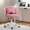 Fauteuil de bureau pivotant en velours rose / blanc / gris / noir avec coussin lombaire - 1 personne