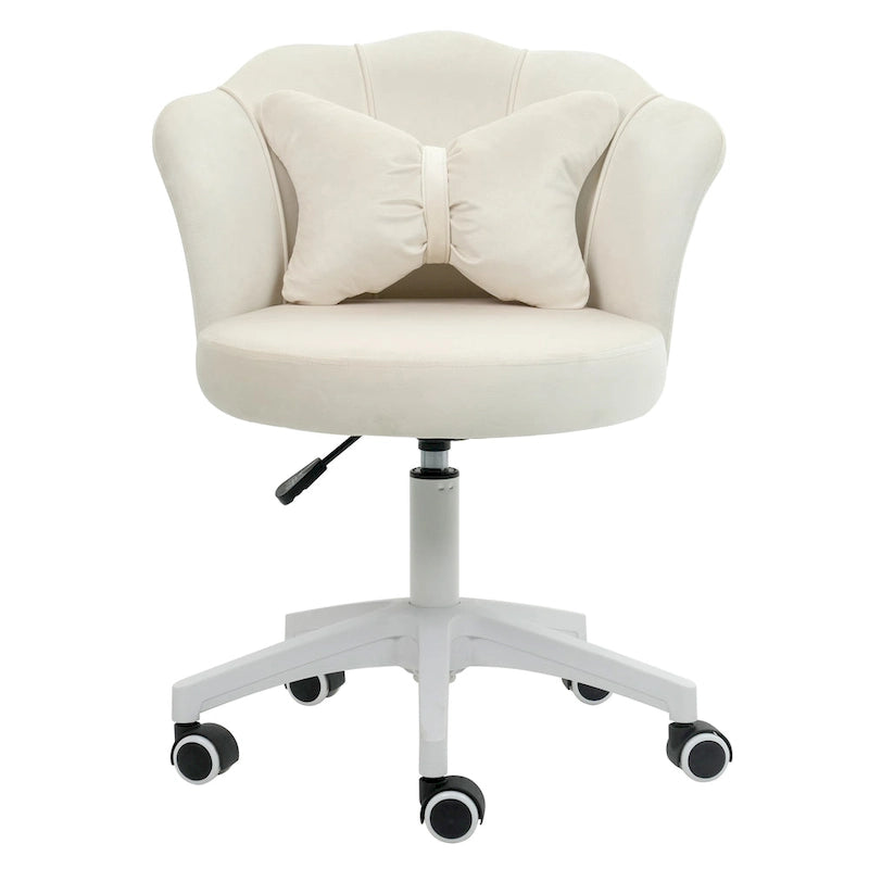 Fauteuil de bureau pivotant en velours rose / blanc / gris / noir avec coussin lombaire - 1 personne