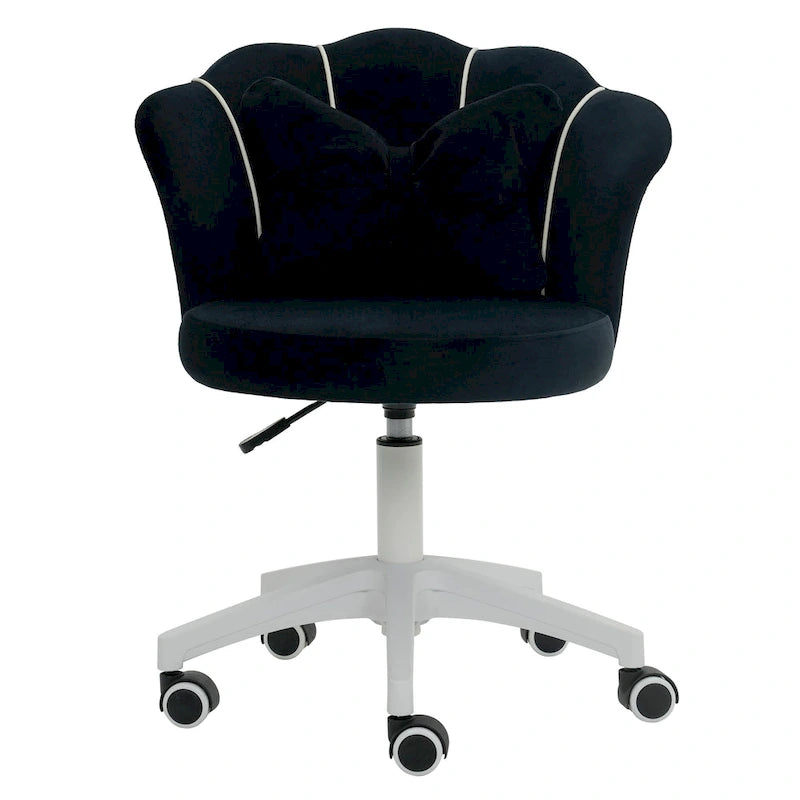 Fauteuil de bureau pivotant en velours rose / blanc / gris / noir avec coussin lombaire - 1 personne