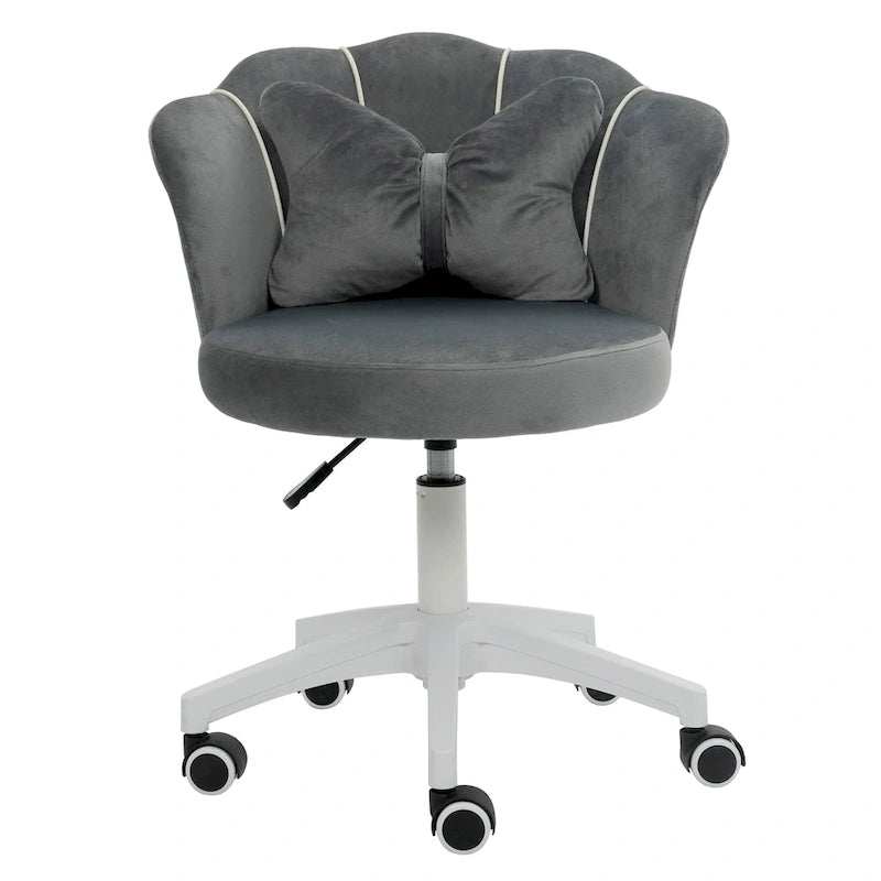 Fauteuil de bureau pivotant en velours rose / blanc / gris / noir avec coussin lombaire - 1 personne