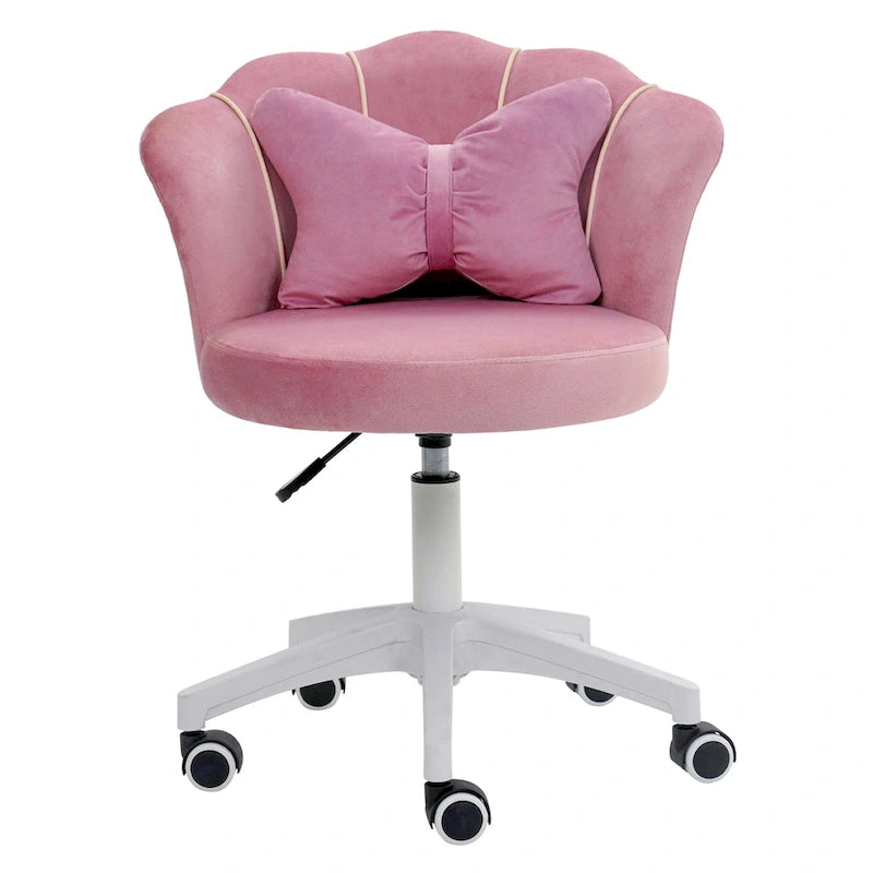 Fauteuil de bureau pivotant en velours rose / blanc / gris / noir avec coussin lombaire - 1 personne